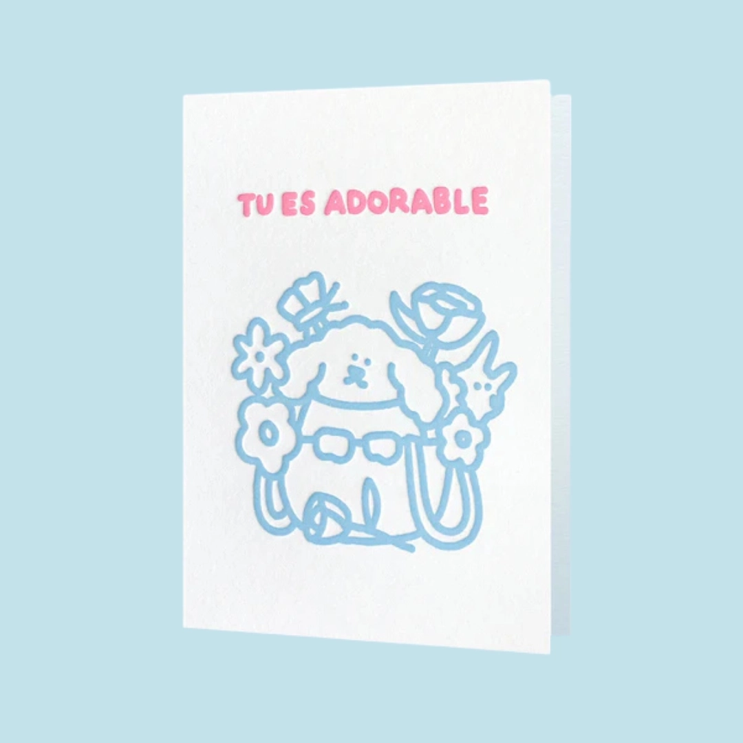 Artiste : Céline Dumartin. Carte double 11x15 cm. Papier blanc naturel 350g certifié FSC. Impression letterpress à Paris