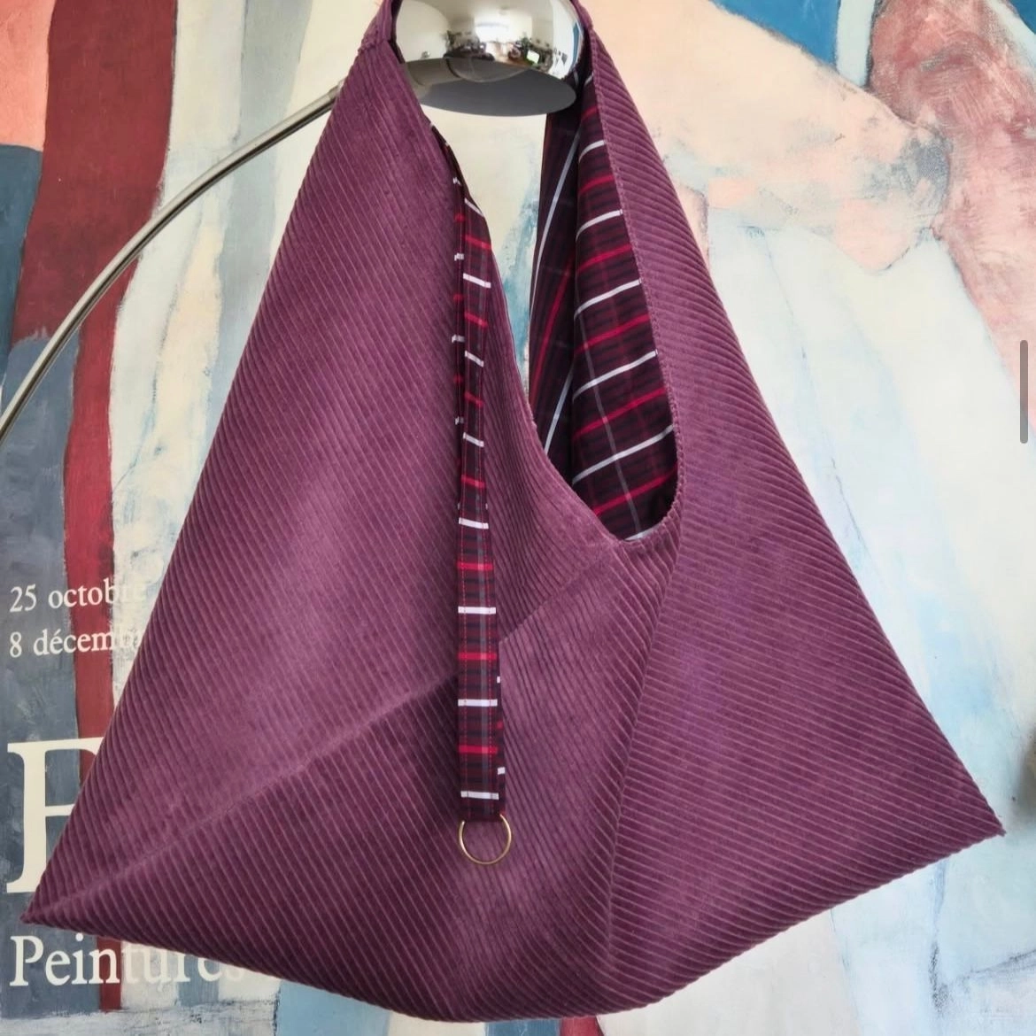 Velours à grosses côtes et popeline de coton pour ce cabas origami