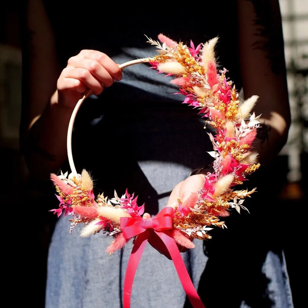 Atelier DIY couronne murale en fleurs séchées
