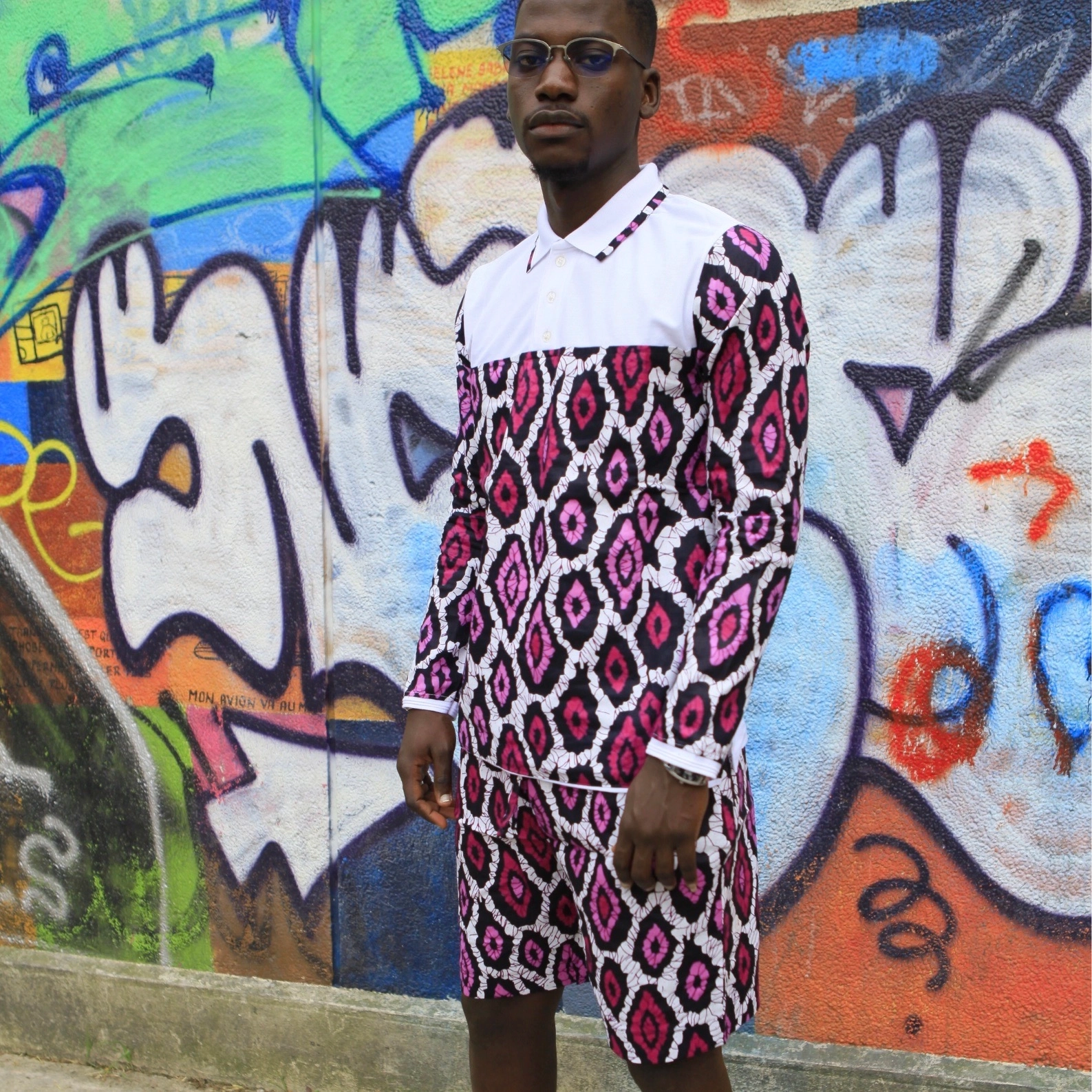 Ensemble été « Koulibaly » (Polo – bermuda en Wax )