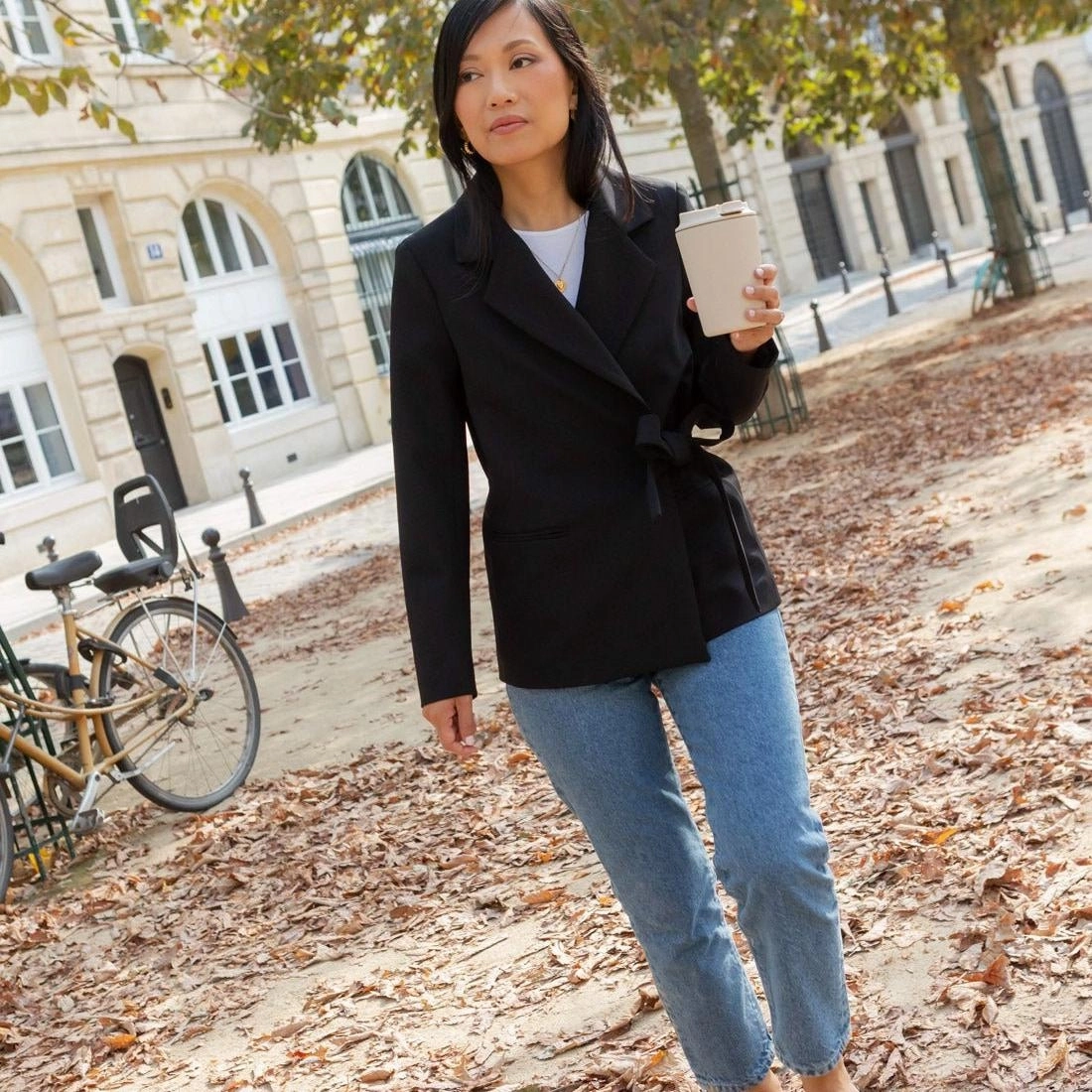 Alysa double-breasted jacket - black