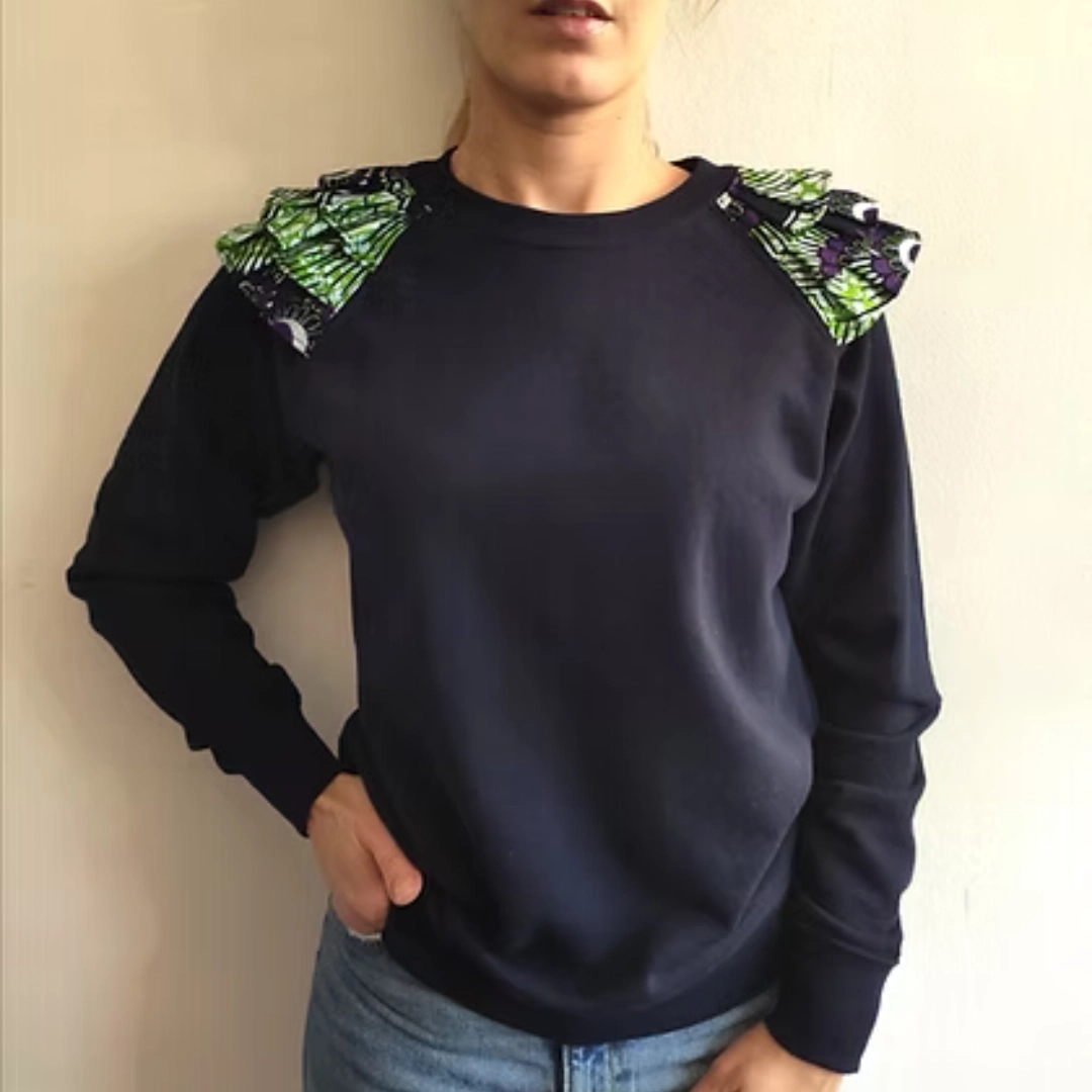 Maison linepo - Sweat Navy Wax Cactus vert violet