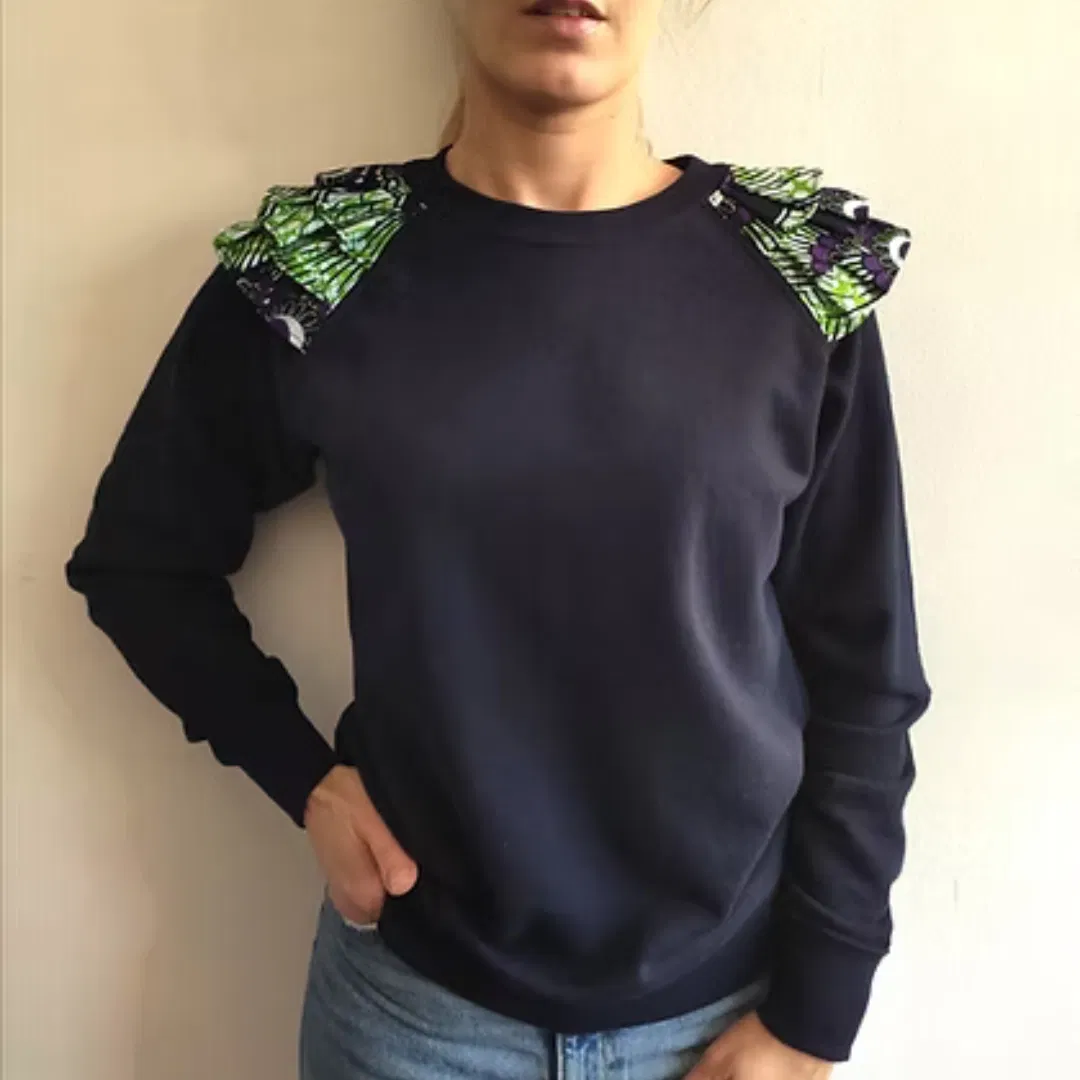 Maison linepo - Sweat Navy Wax Cactus vert violet