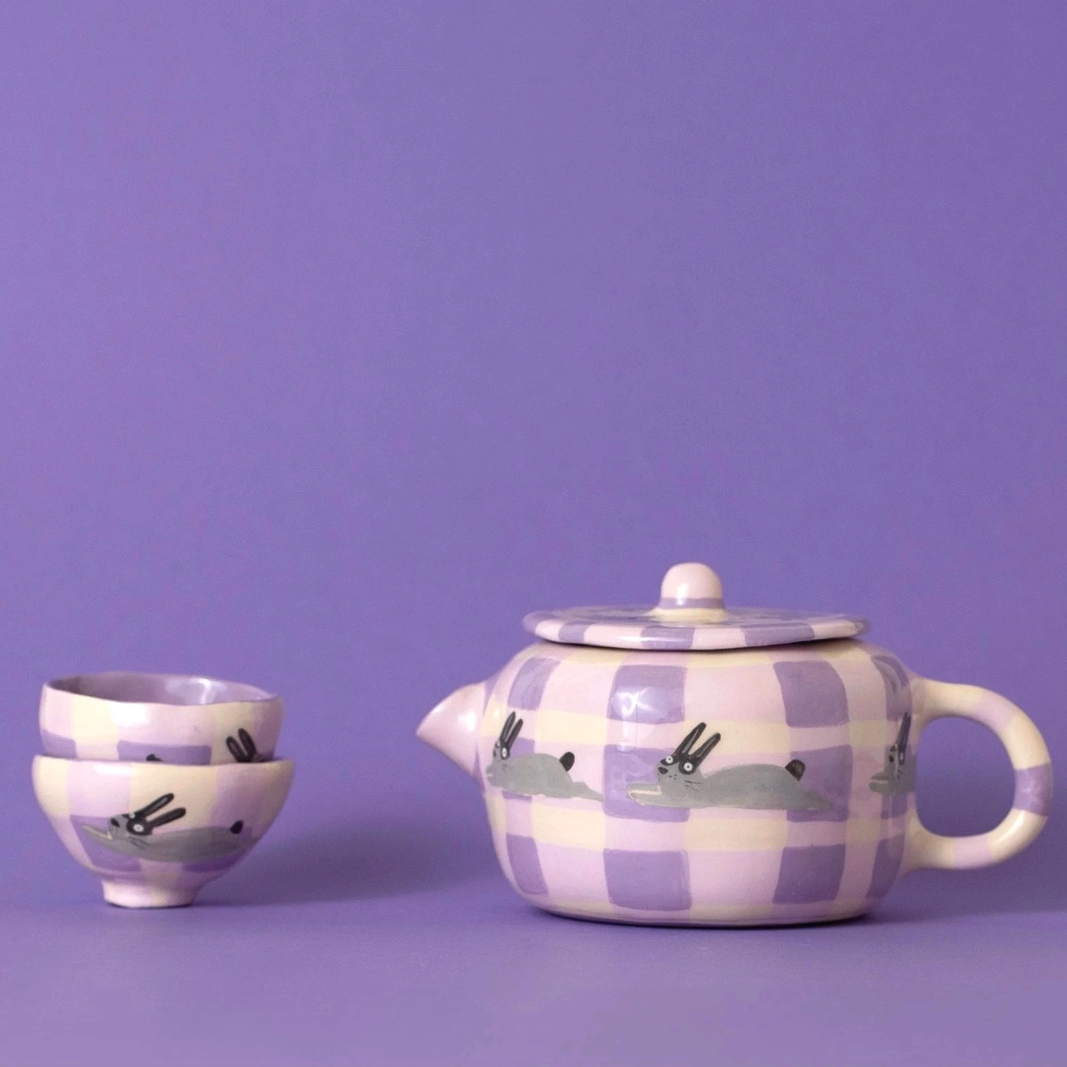 Théière lapin + 2 mini tasses