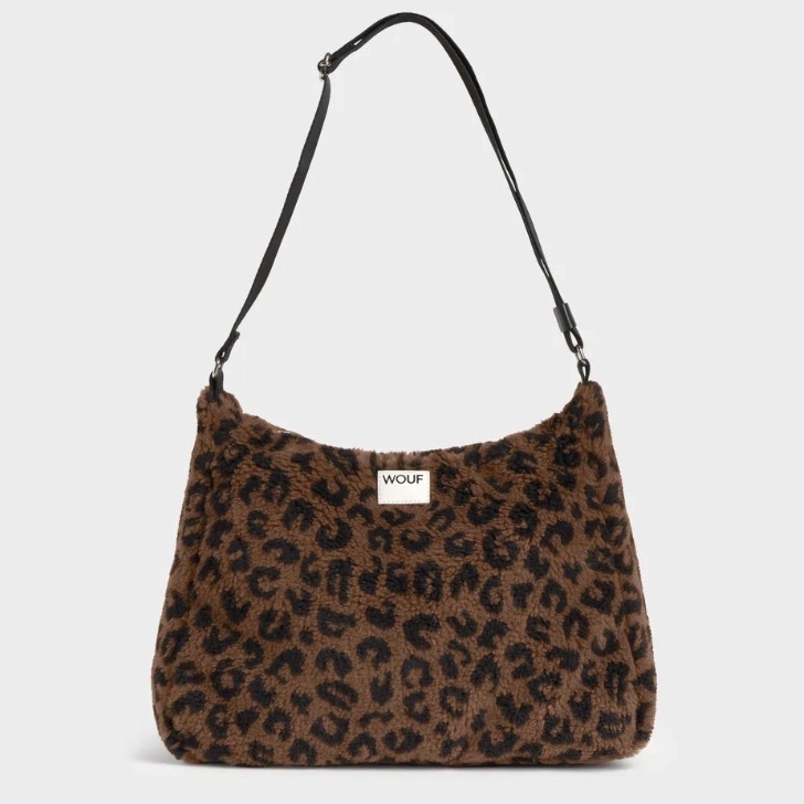 Grand sac à main moumoute léopard