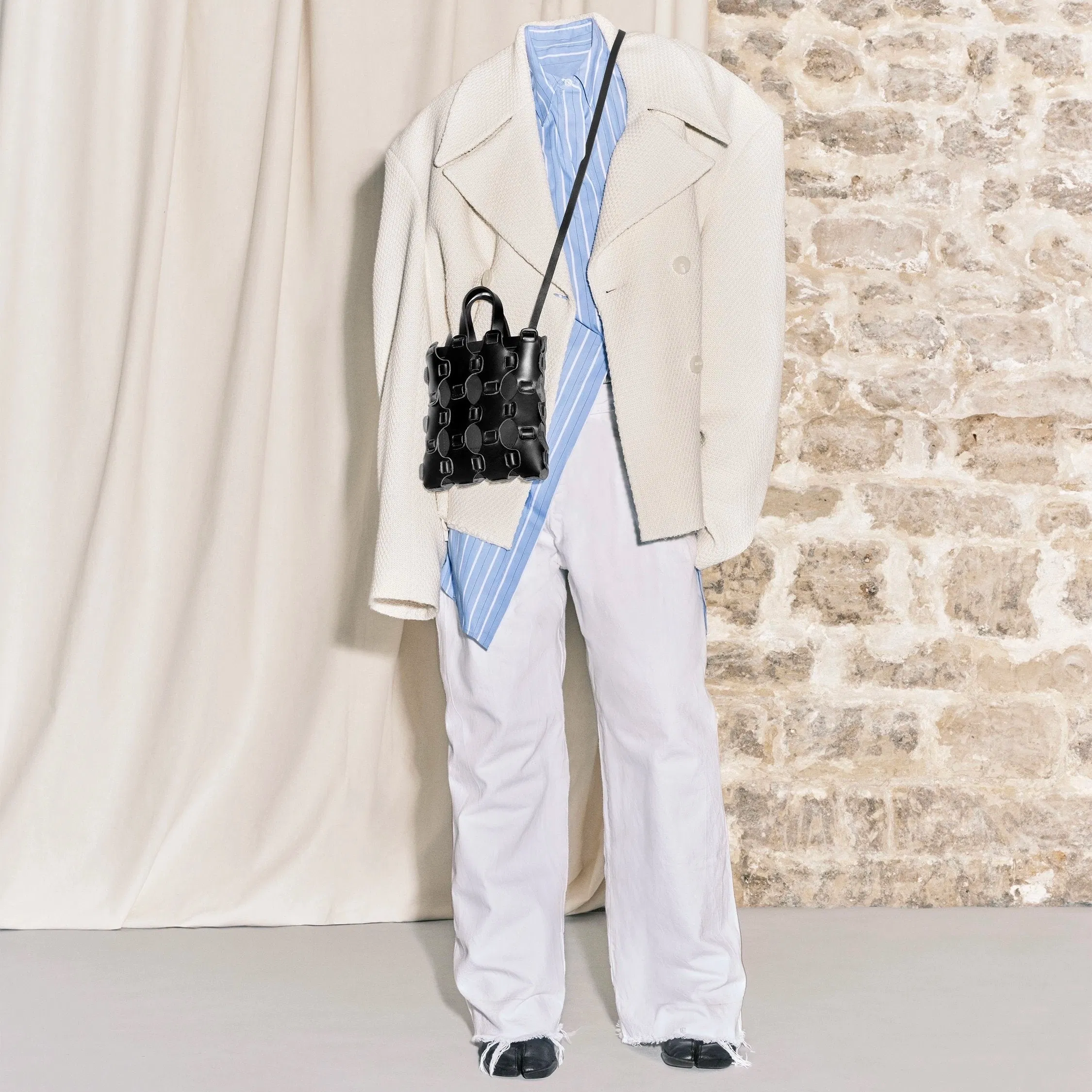 Sac Petit tote tressé doublure en coton noir