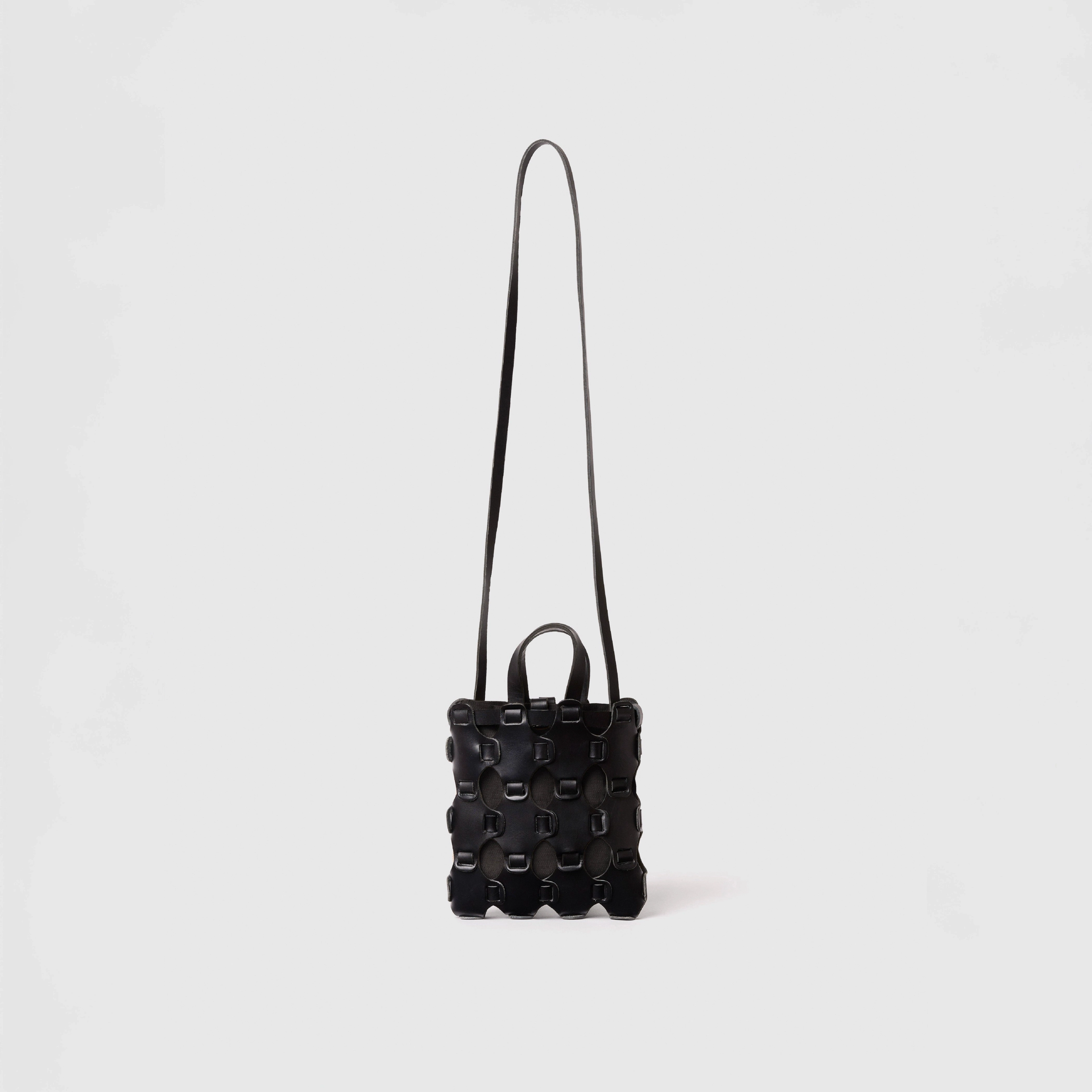 Sac Petit tote tressé doublure en coton noir