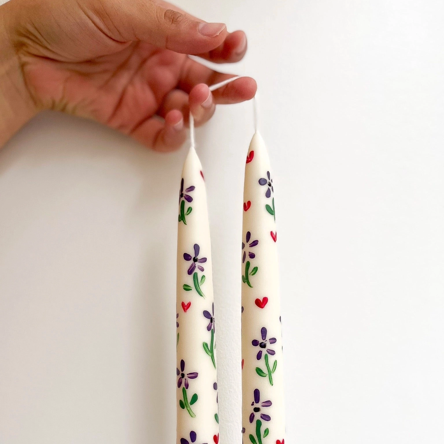 Bougie Chandelle Naturelle - Fleurs Violettes