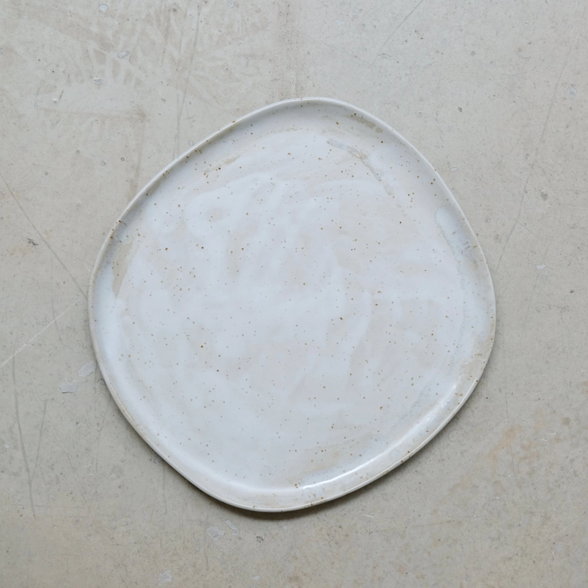 Assiette en grès pyrité D 27cm - blanc moucheté