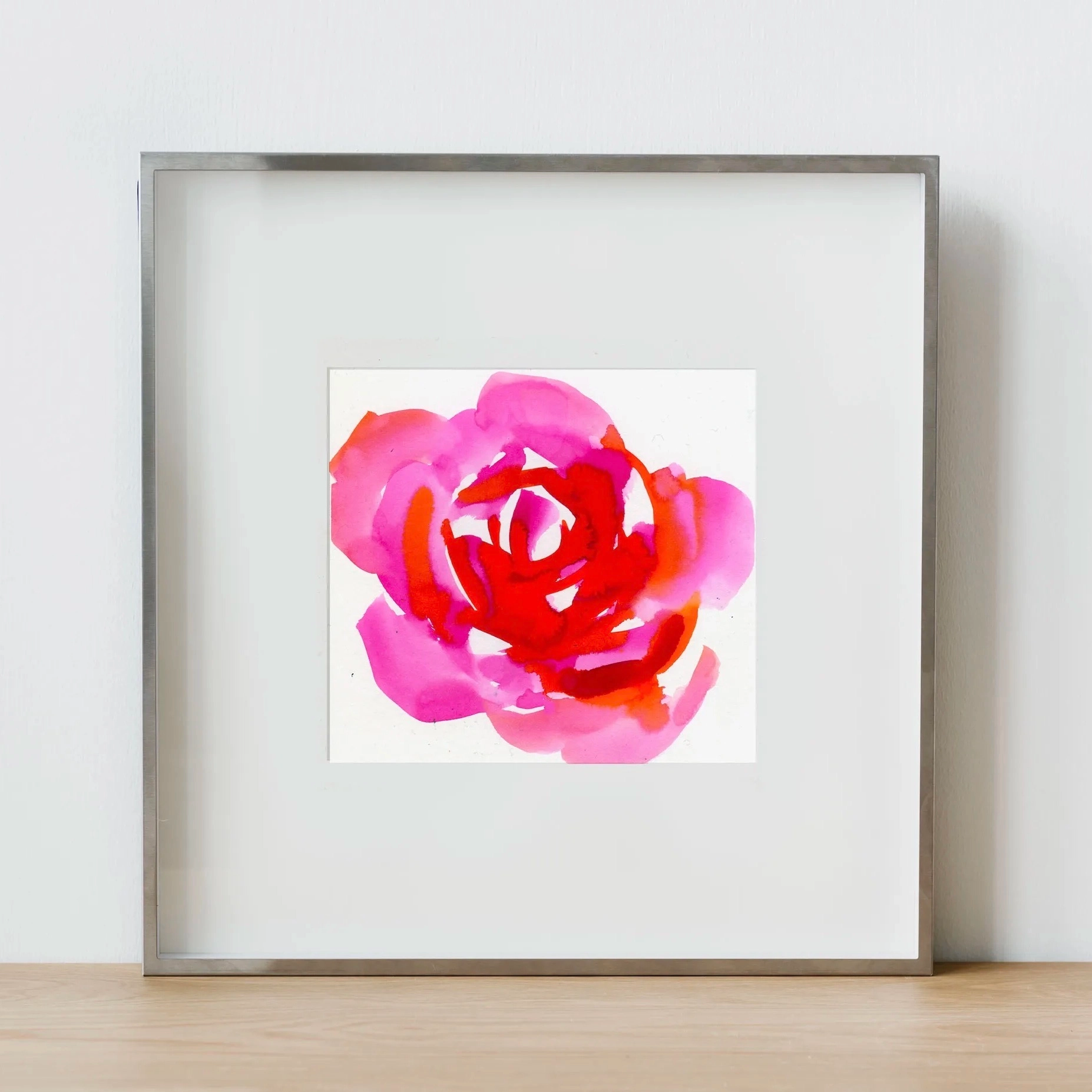 Illustration colorée d’une rose à l’encre au pinceau sur papier aquarelle 300g, format 16×16 cm.
Vendue non encadrée