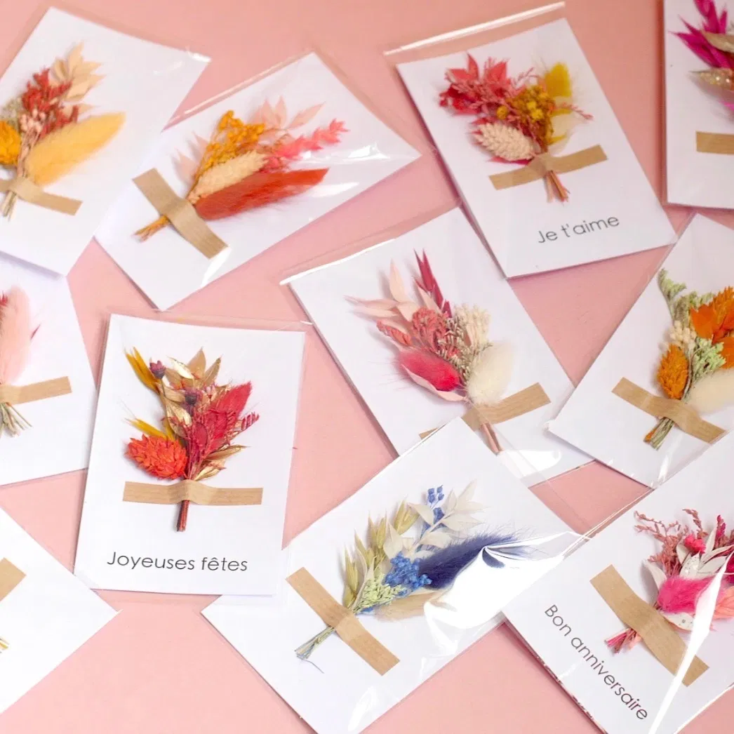Kit DIY cartes fleuries (x5) fleurs séchées