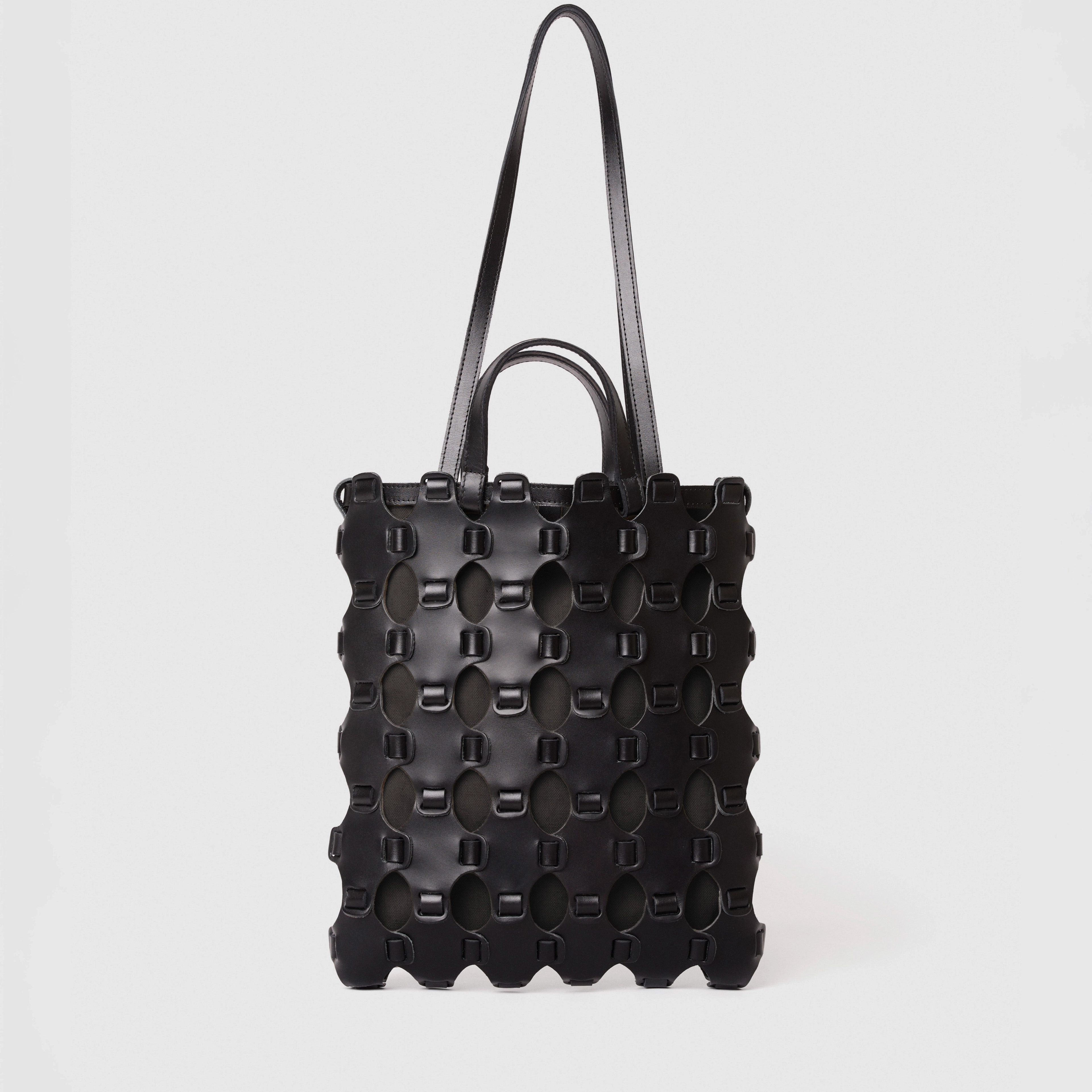 Sac TOTE TRESSÉ CUIR/COTON NOIR