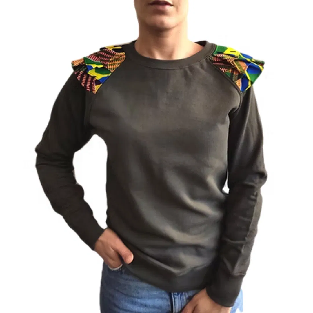 Maison linepo - Sweat Kaki Wax "géometrique" bleu jaune vert bordeau