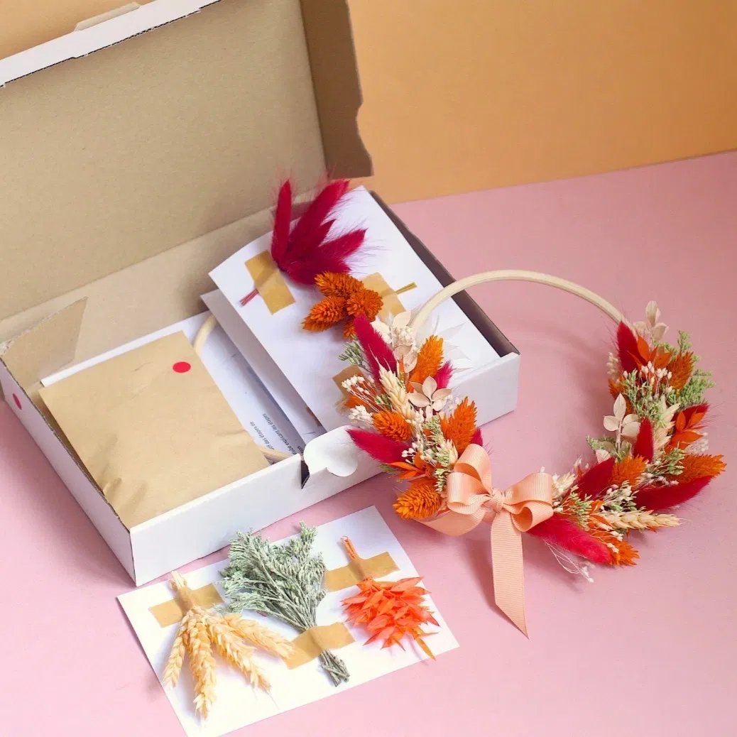 Kit DIY couronne murale rouge fleurs séchées
