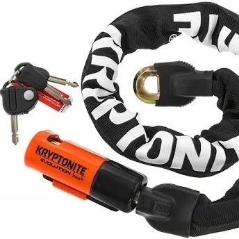 Antivol vélo Serrure à chaîne Kryptonite Evolution Series 4
Niveau de sécurité : 8 / 10
Dimensions : longoeur 90cm