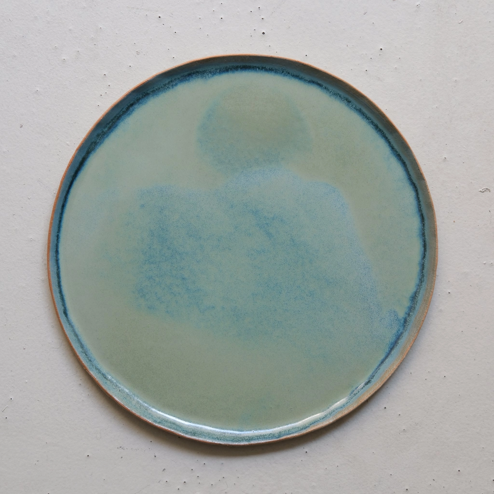 Assiette en grès D 24cm - vert prairie