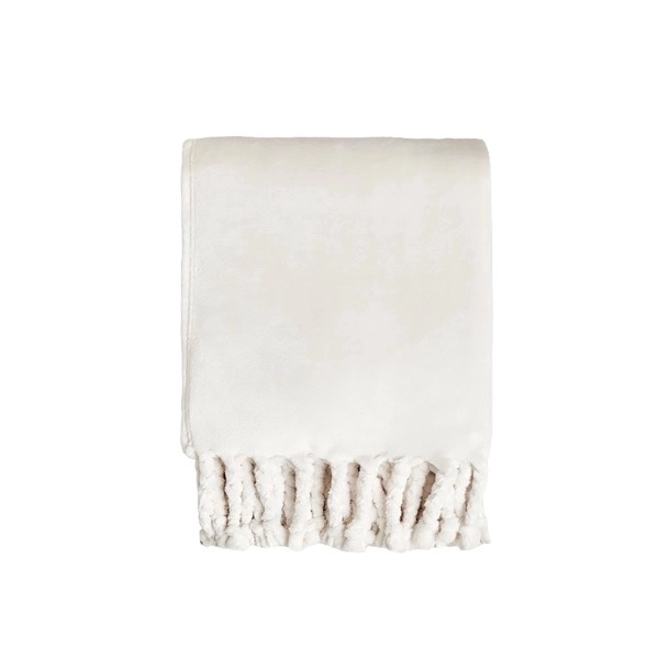 Plaid blanc à frange