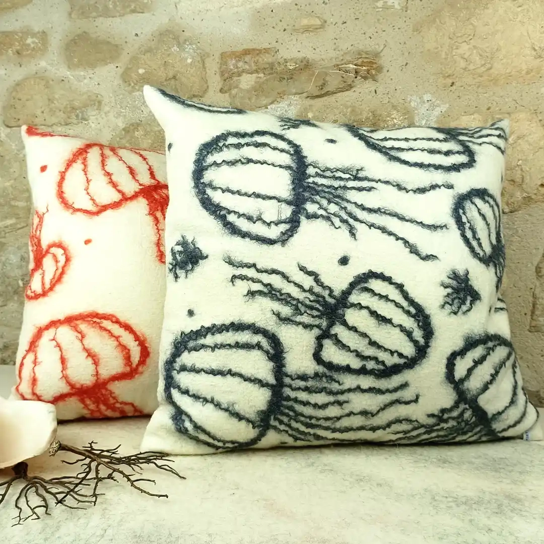 Atelier Lanzetta,Coussins carrés motif méduses
