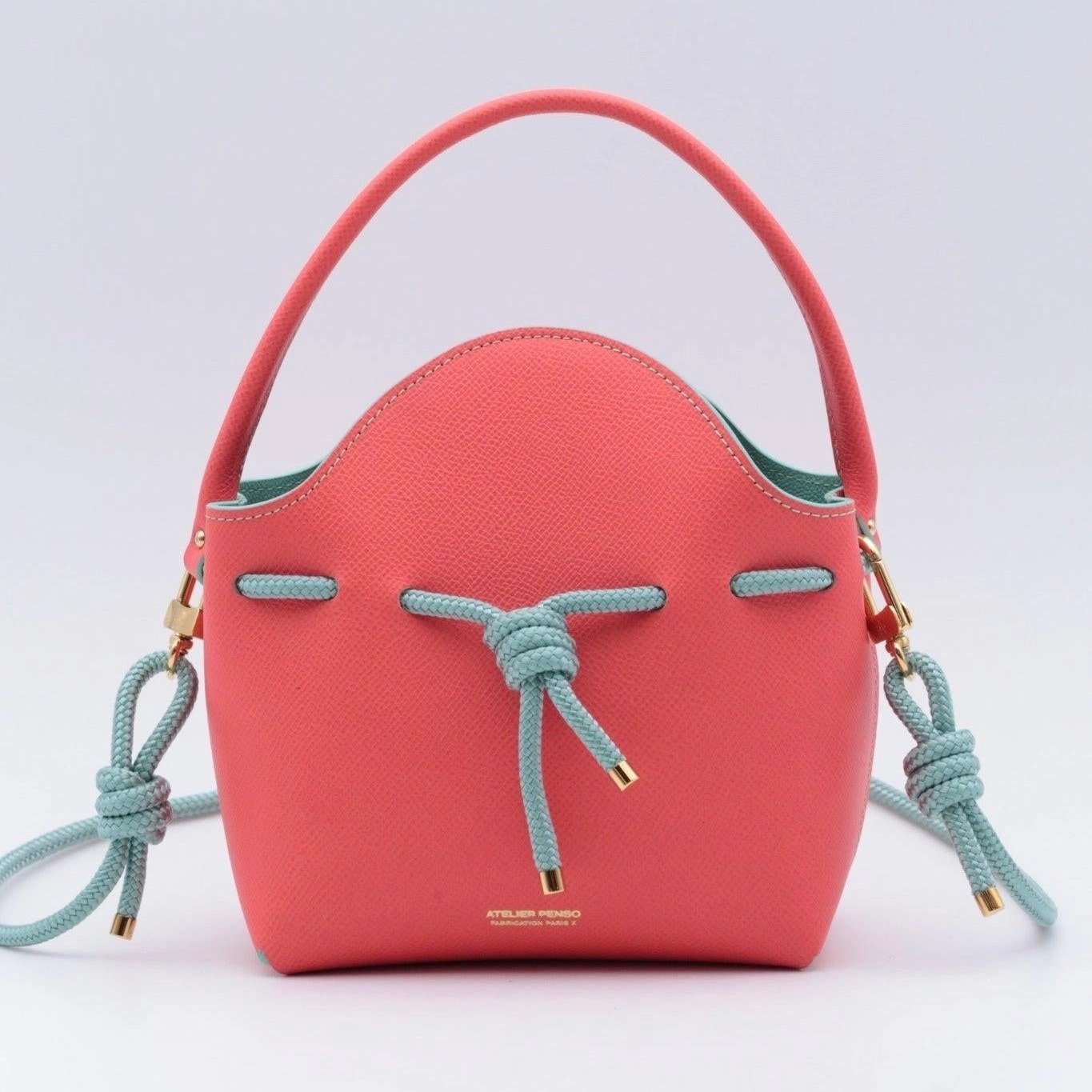 Mini Sac Seau Cuir - MINI BUCKET - Framboise