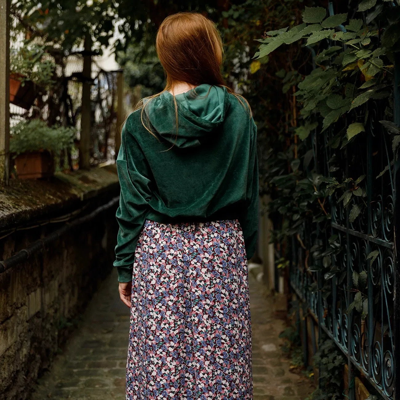 Hoodie Hector velours vert