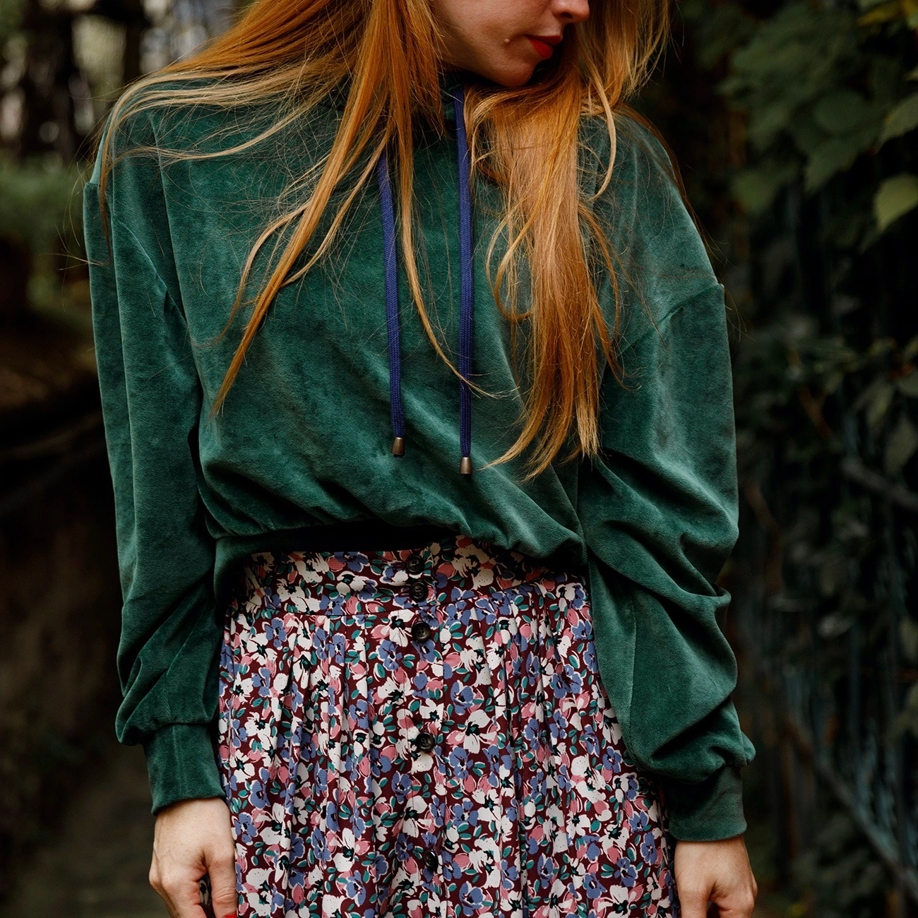 Hoodie Hector velours vert