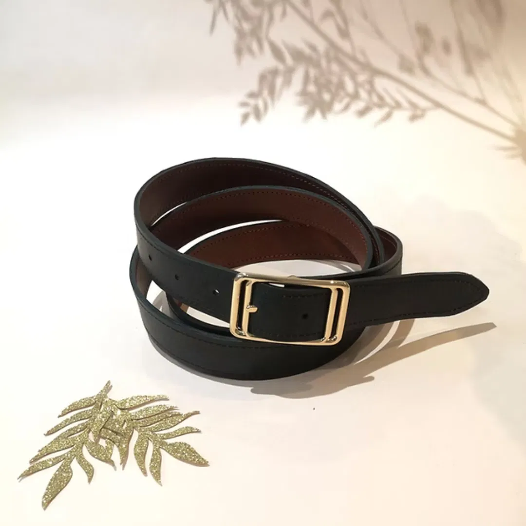 Ceinture en cuir réversible boucle carré 3 cm