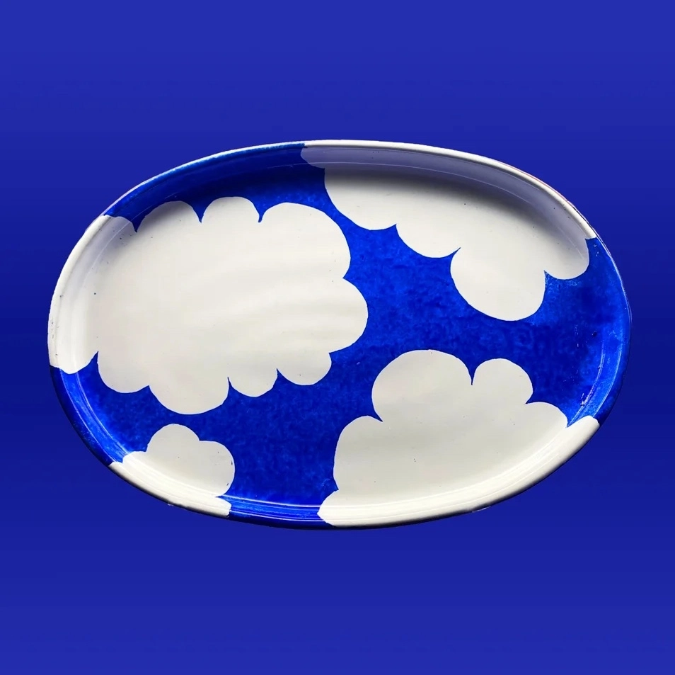 Plat en céramique peint à la main - Pièce unique - 19 cm