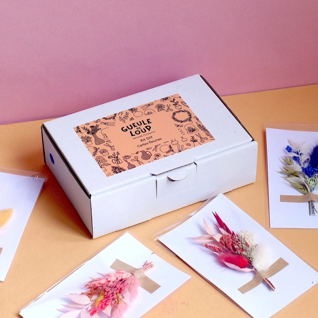 Kit DIY cartes fleuries (x5) fleurs séchées