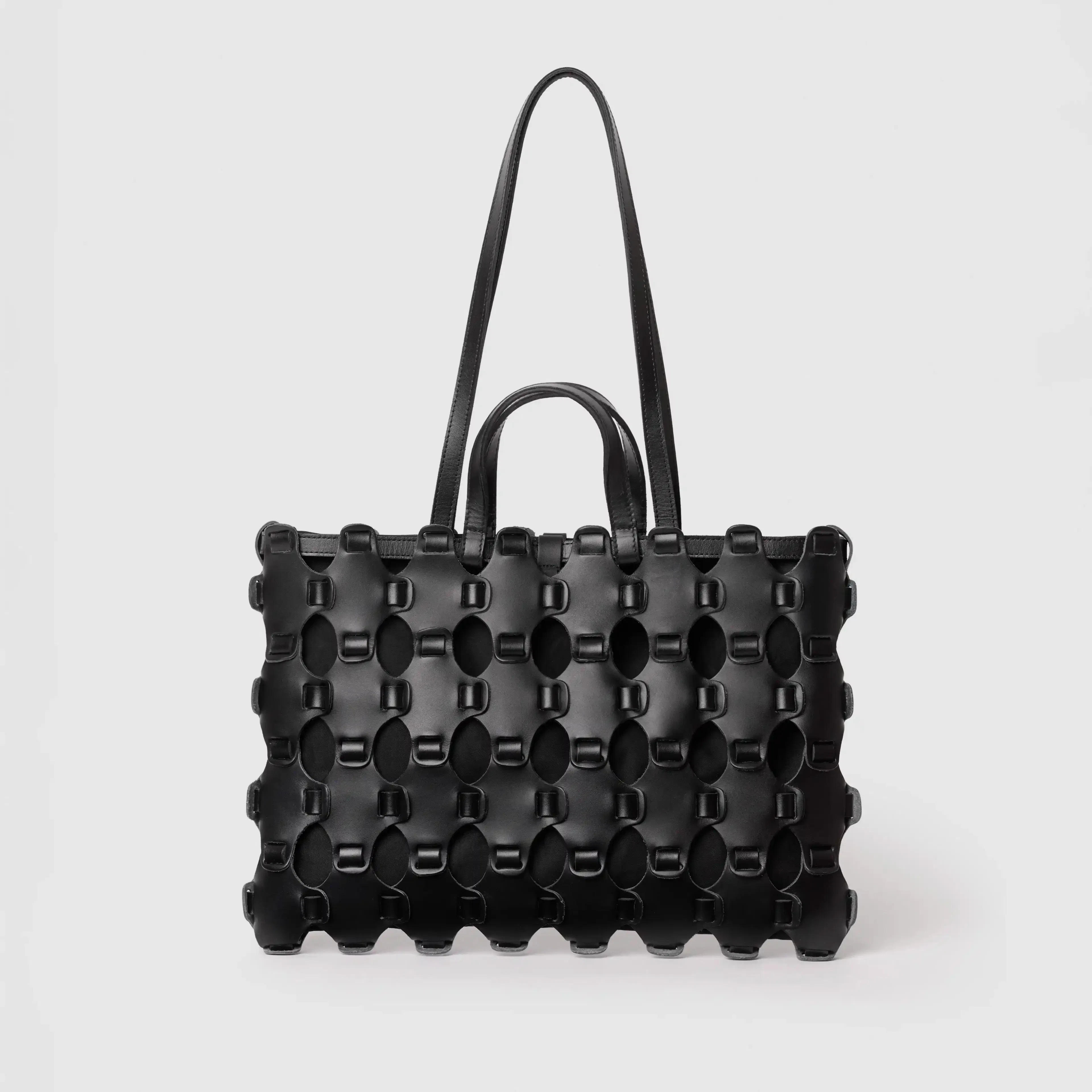 Sac TOTE TRESSÉ CUIR/COTON NOIR