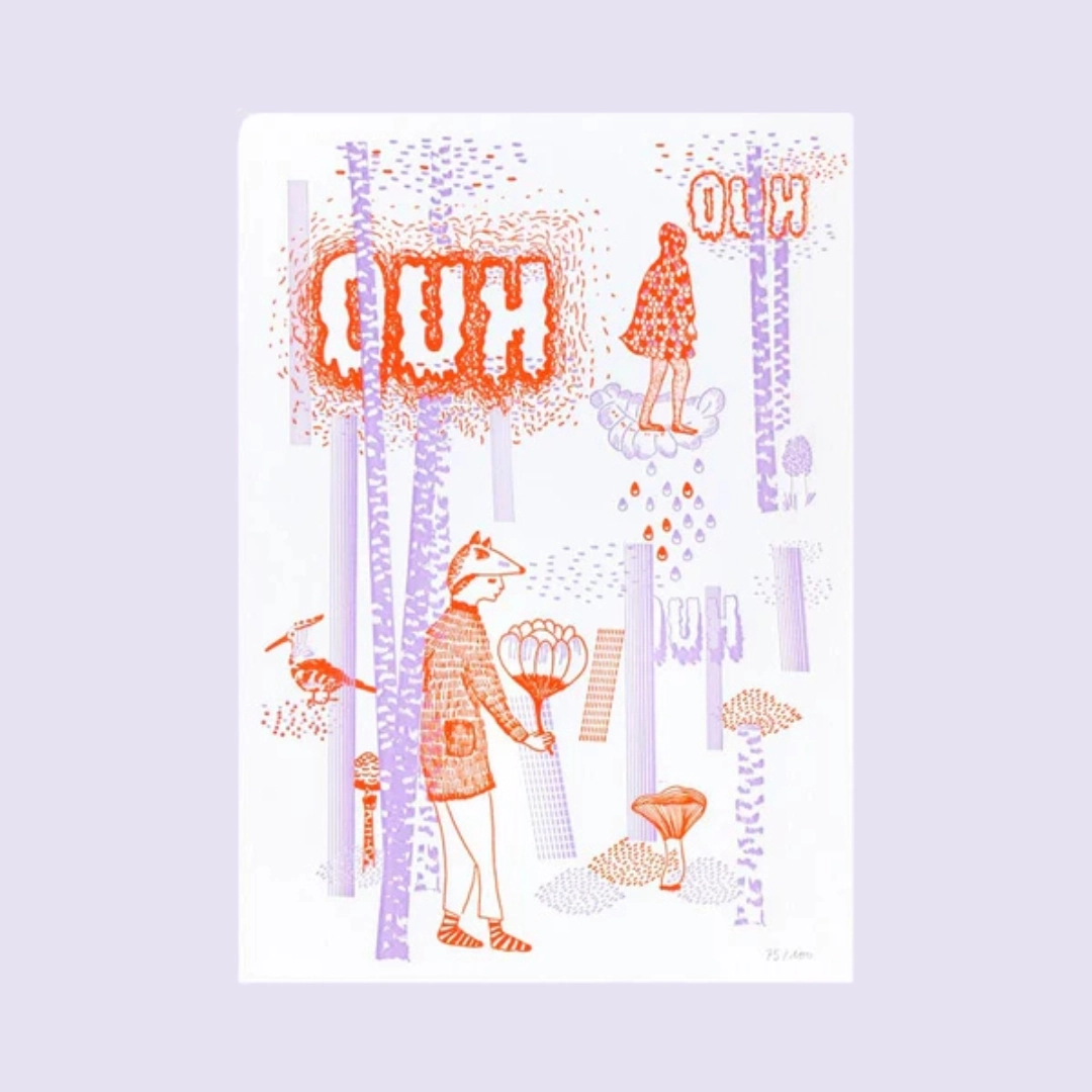 Artiste : Daniella. Affiche 19,4 x 27,6 cm. Papier 300g extra blanc. Série limitée à 100 exemplaires numérotés. Impression letterpress à Paris