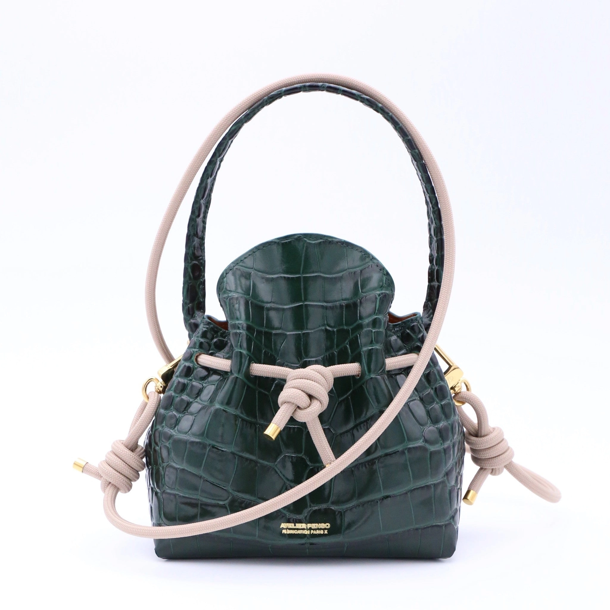 Mini Sac Seau Cuir - MINI BUCKET - Croc Émeraude