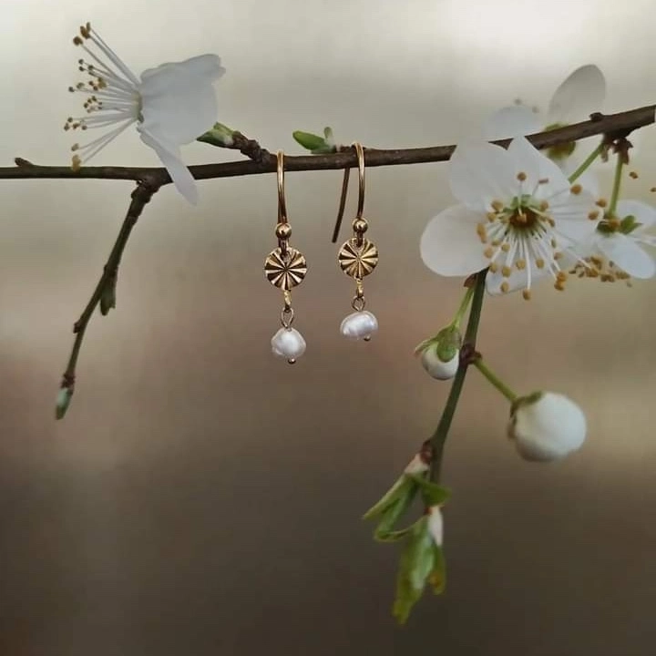 Boucles d'oreilles en acier inoxydable et perles fines