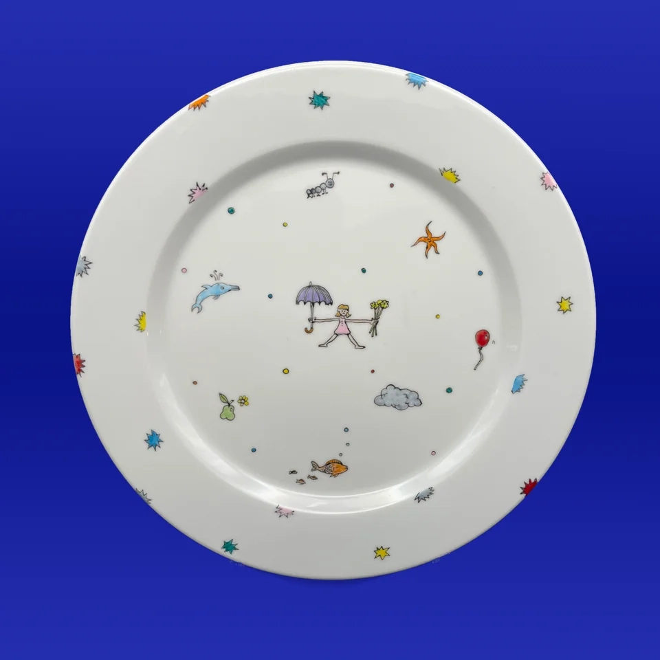 Assiette en porcelaine peinte à la main - Pièce unique - 23 cm