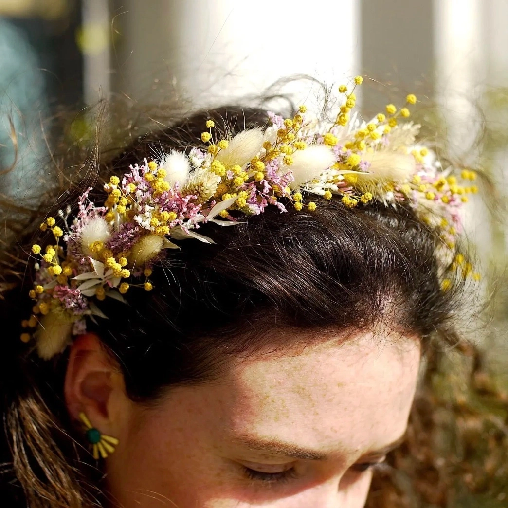 Couronne de tête sur mesure fleurs séchées
