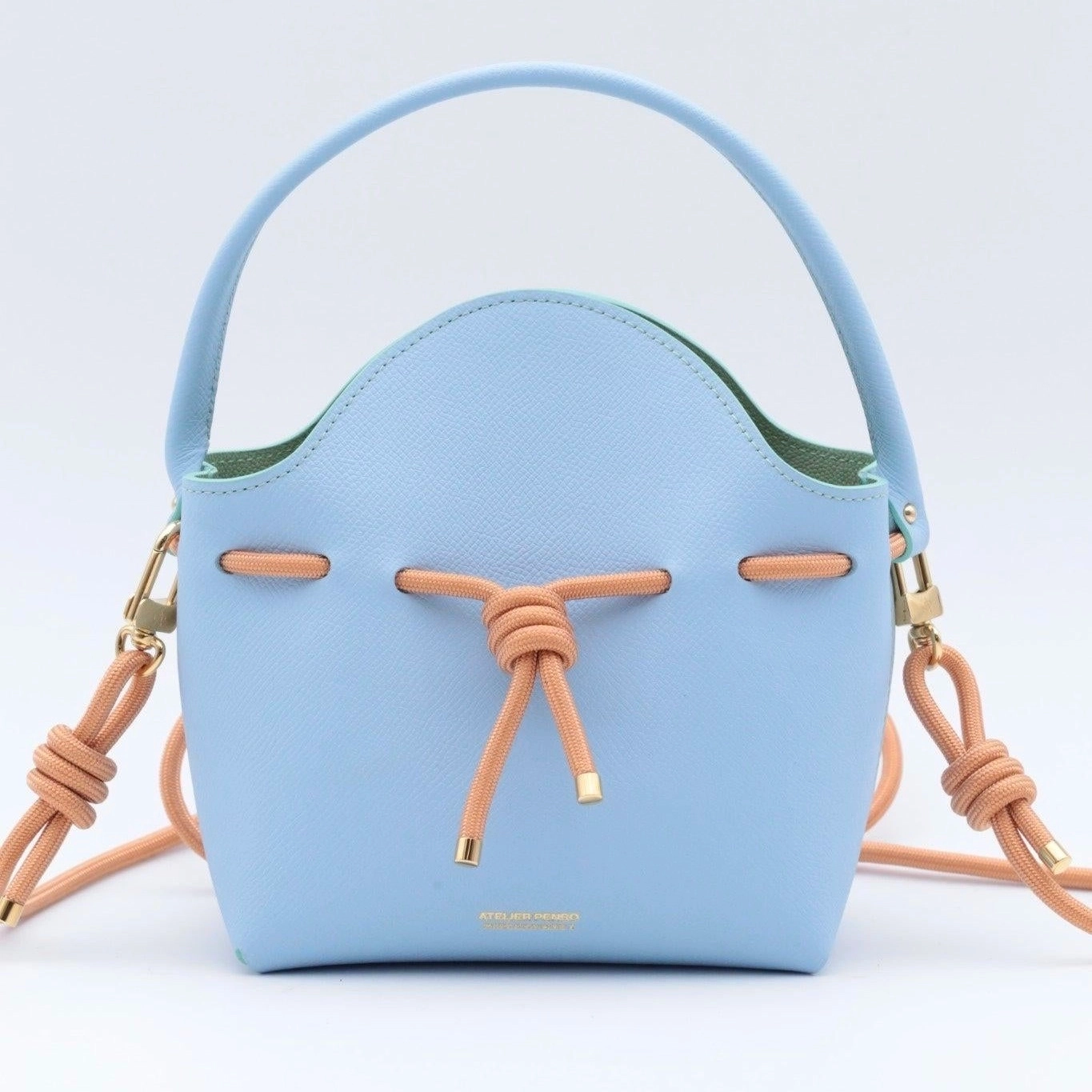 Mini Sac Seau Cuir - MINI BUCKET - Bleu Ciel