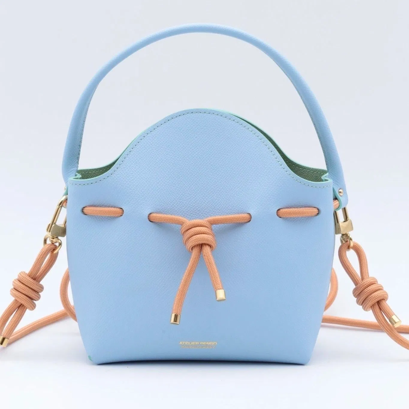 Mini Sac Seau Cuir - MINI BUCKET - Bleu Ciel
