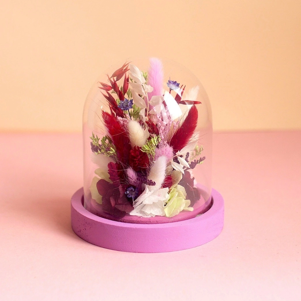 Cloche fleurie S mauve fleurs séchées