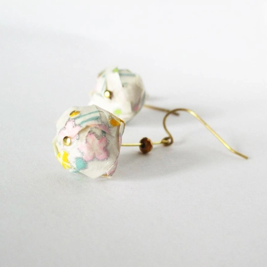 Boucles d'oreilles papier japonais en lamelles