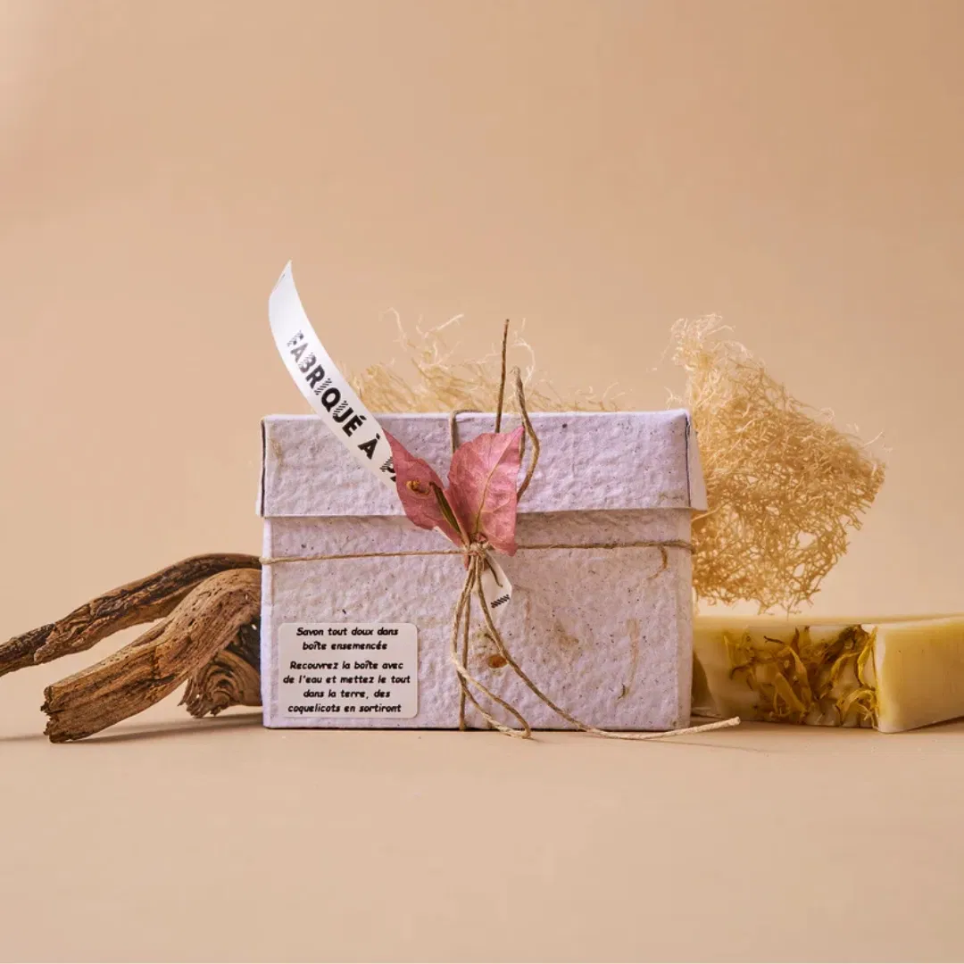 Savon dans boîte ensemencée et personalissable