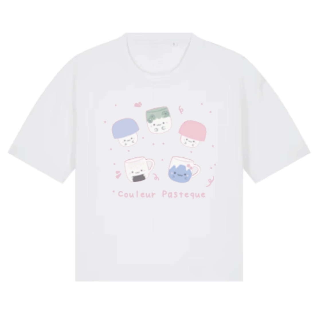 T-shirt oversize court blanc Happy Cups (taille S)