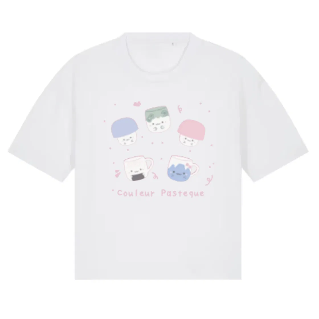 T-shirt oversize court blanc Happy Cups (taille S)