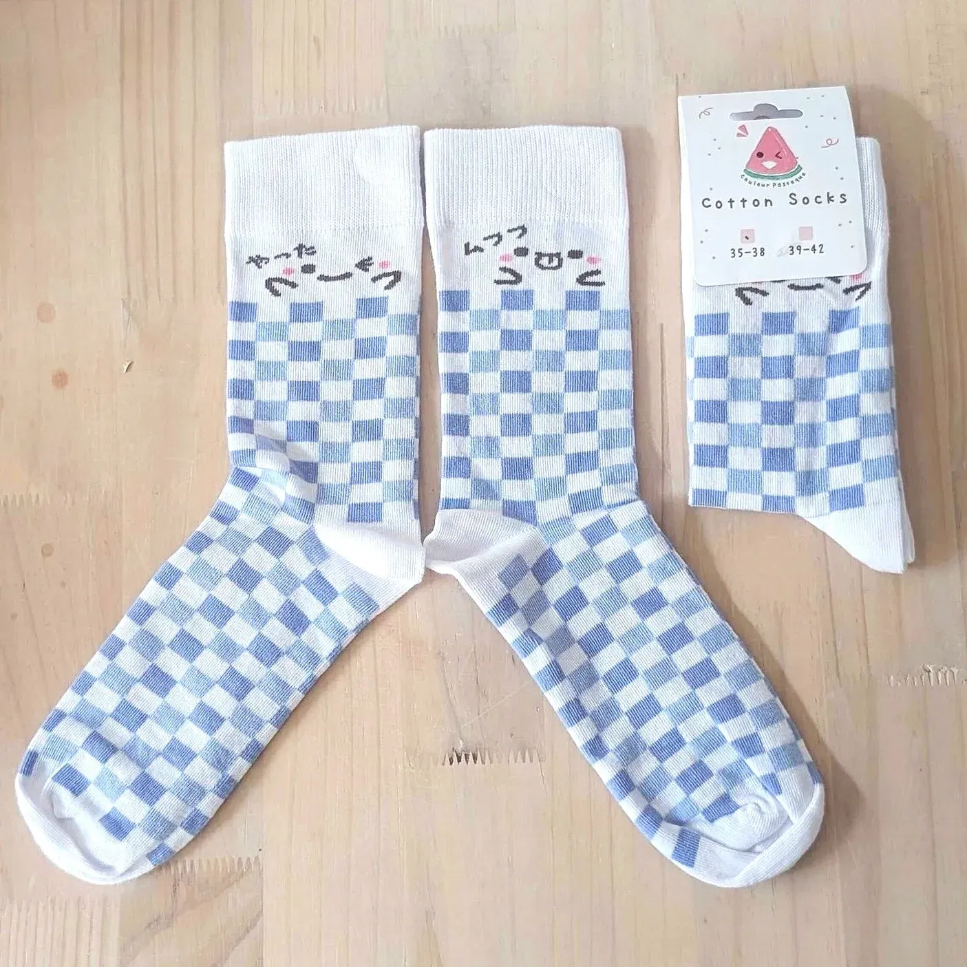 Chaussettes en coton Damier Happy 2 faces