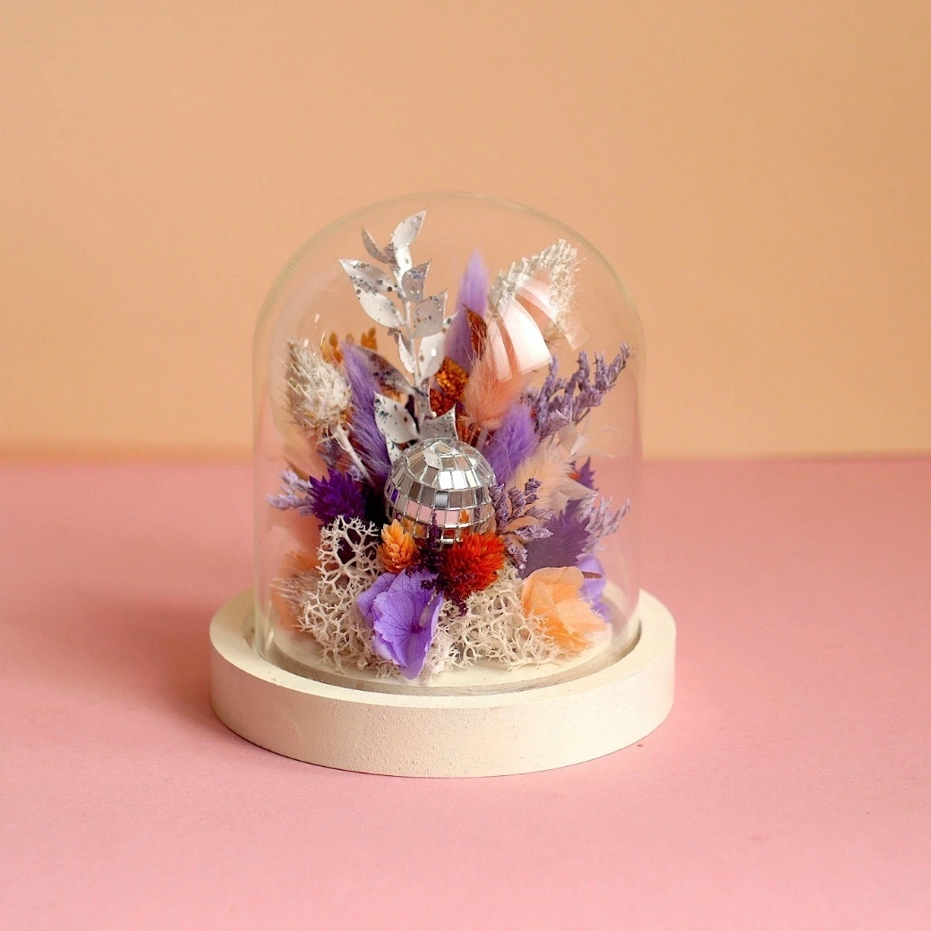 Cloche fleurie M disco fleurs séchées