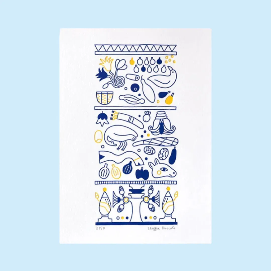 Artiste : Steffie Brocoli. Affiche 21 x 29,7 cm. Papier 300g extra blanc. Série limitée à 50 exemplaires numérotés et signés. Impression letterpress à Paris