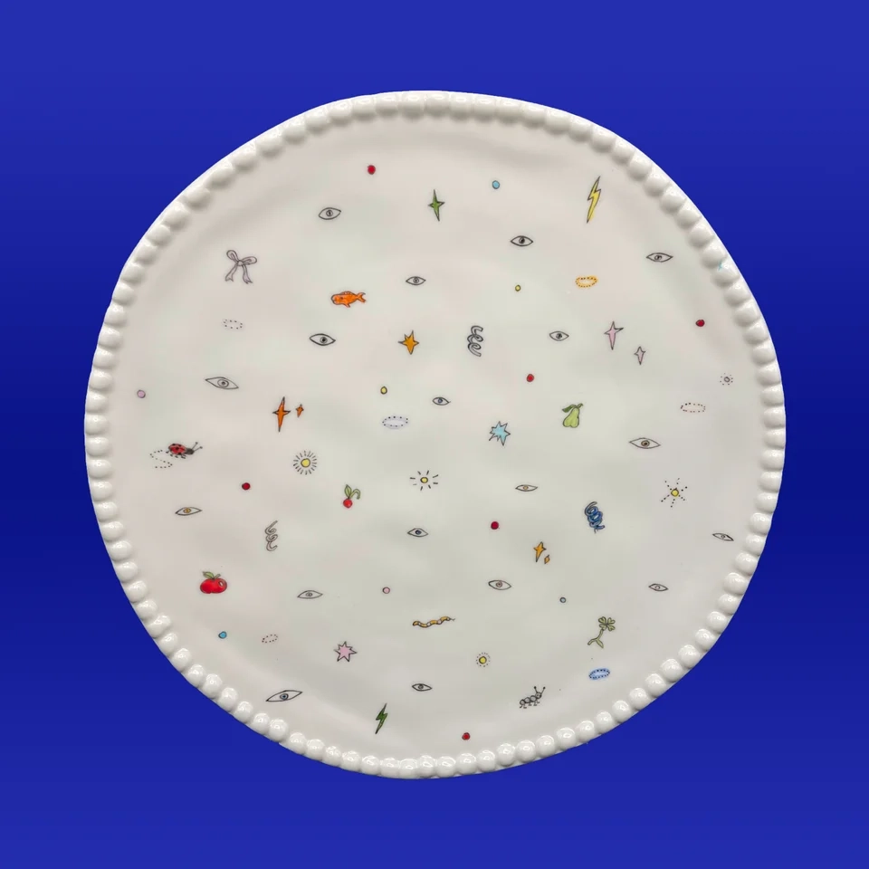 Assiette en porcelaine peinte à la main - pièce unique - 21cm