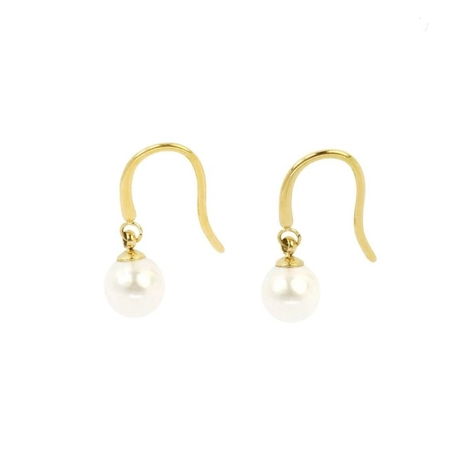 Boucles d'oreilles pendentif perles blanche en acier inoxydable doré Simplicité