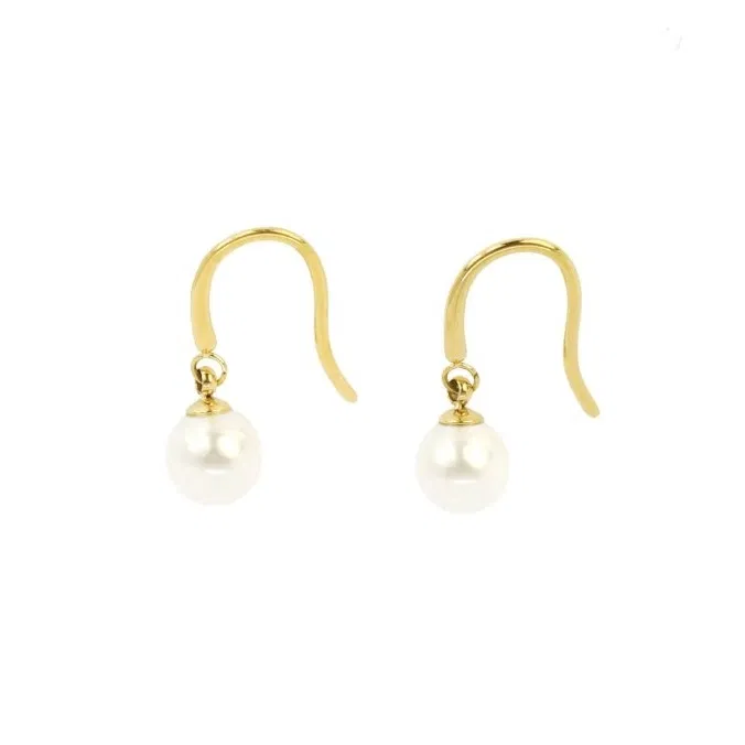 Boucles d'oreilles pendentif perles blanche en acier inoxydable doré Simplicité