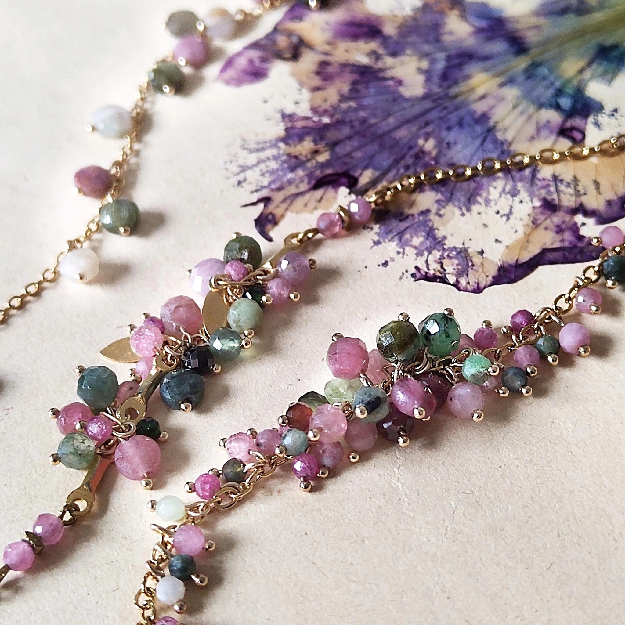 Bracelets en tourmalines et acier inoxydable