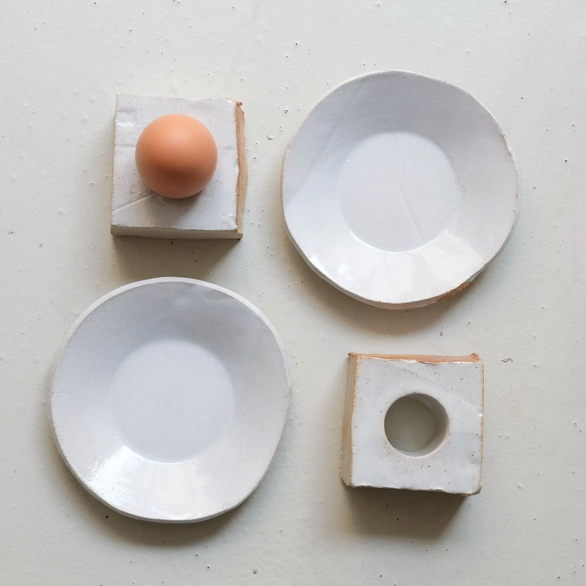 Assiette en grès D 14,5cm- Blanc satiné