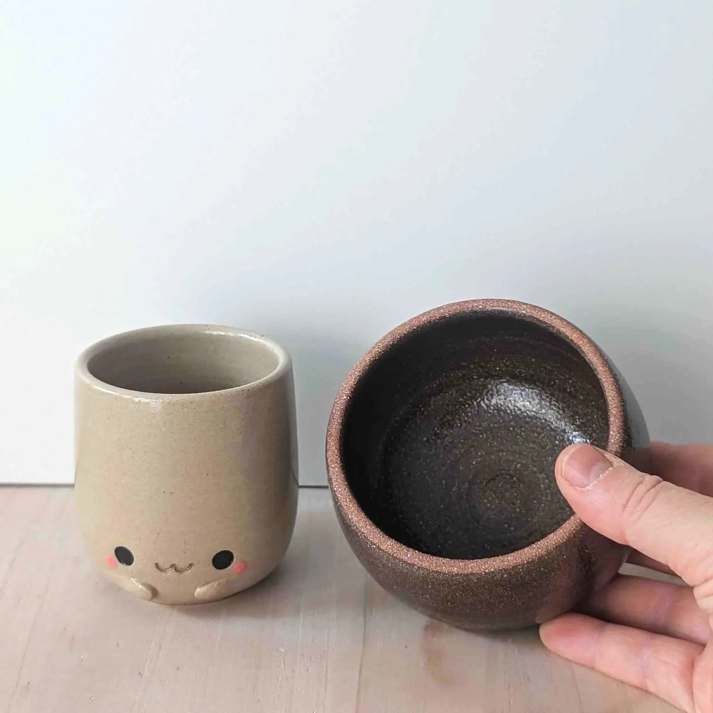 Duo tasse et bol Shiitake en céramique